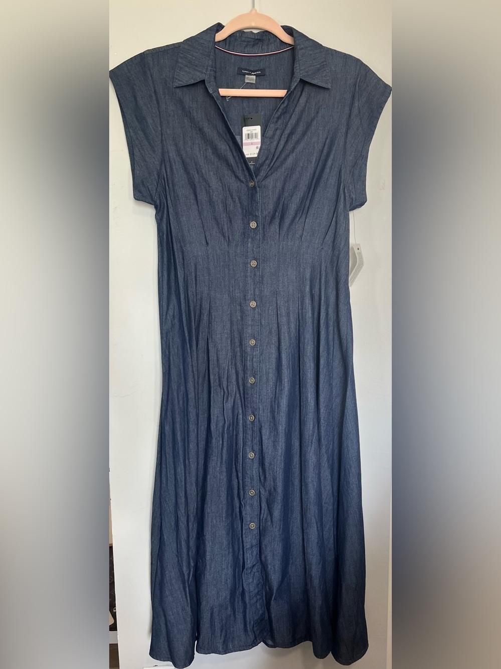 Tommy Hilfiger Dark Blue Button-Front Midi Dress